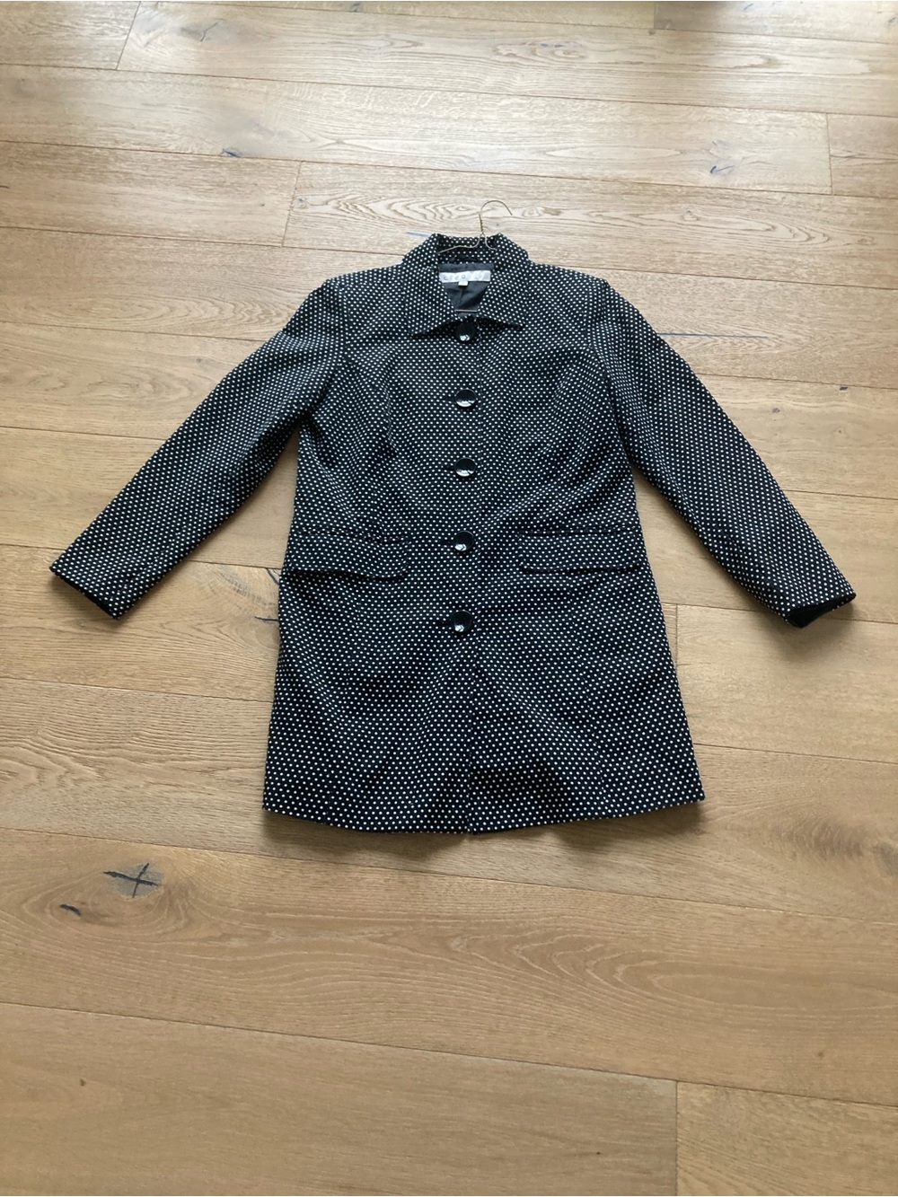 Cleo’s Polka Dot Mid Length Women's Jacket - Black & White